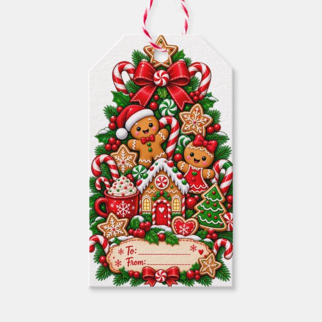 Étiquette de cadeau de Noël au pain d'épices (Devant)