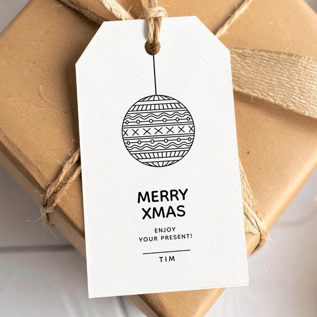 Étiquette de cadeau de Noël avec boule de Noël ten (Créateur téléchargé)