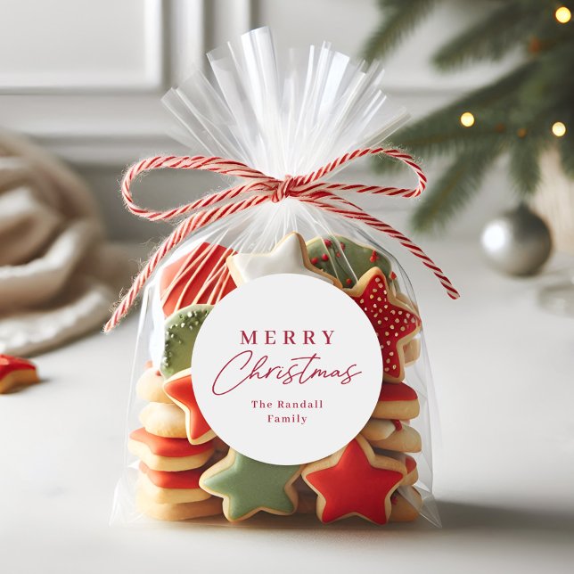 Étiquette de cadeau de Noël avec écriture manuscri (Simple handwritten script merry Christmas holiday gift tag stickers.)