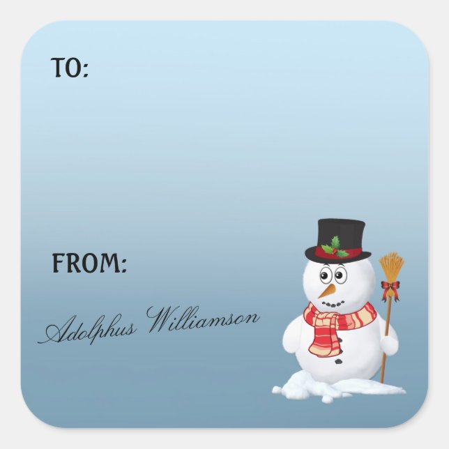 Étiquette de cadeau de Noël Bonhomme de neige ador (Devant)
