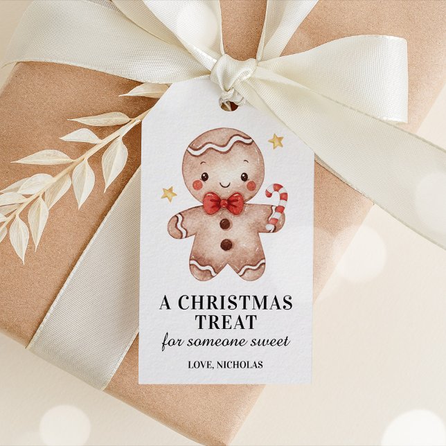Étiquette de cadeau de Noël Bonhomme en pain d'épi (Gingerbread Man Holiday Gift Tag)