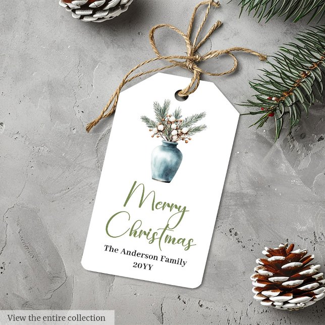 Étiquette de cadeau de Noël botanique bohème moder (Modern Bohemian Botanical Christmas Gift Tag

)