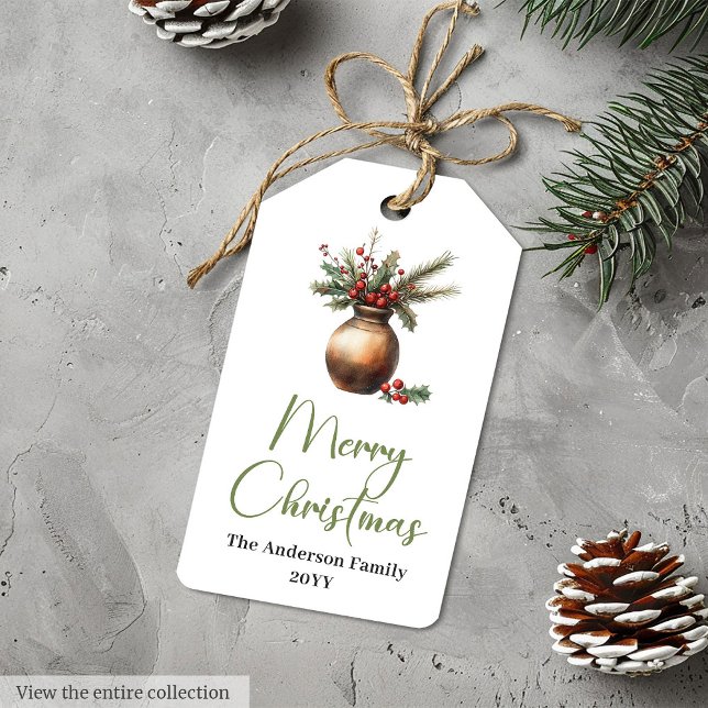 Étiquette de cadeau de Noël botanique Bohème rusti (Rustic Boho Botanical Christmas Gift Tag for Kids

)