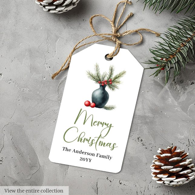 Étiquette de cadeau de Noël botanique bohème simpl (Simple Bohemian Botanical Christmas Gift Tag

)