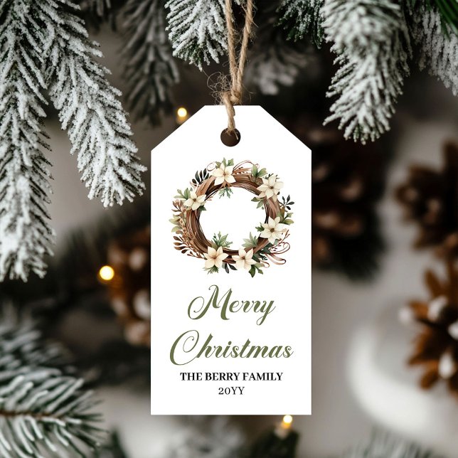 Étiquette de cadeau de Noël chic et neutre pour em (Chic neutral Christmas gift tag for holiday wrap

)