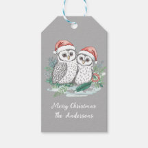 Étiquette de cadeau de Noël chouette cosy
