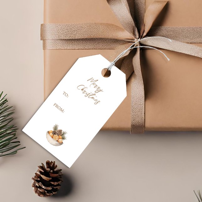 Étiquette de cadeau de Noël Citrus Hygge (Créateur téléchargé)