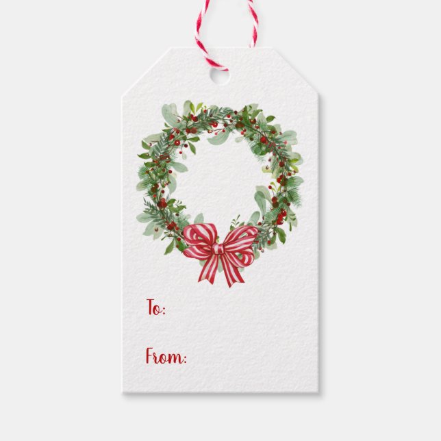 Étiquette de cadeau de Noël Couronne (Devant)