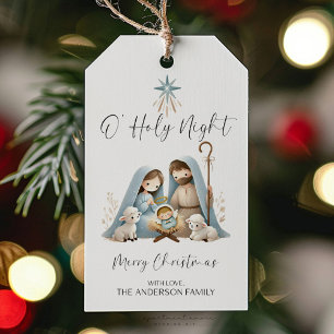 Étiquette de cadeau de Noël Crèche