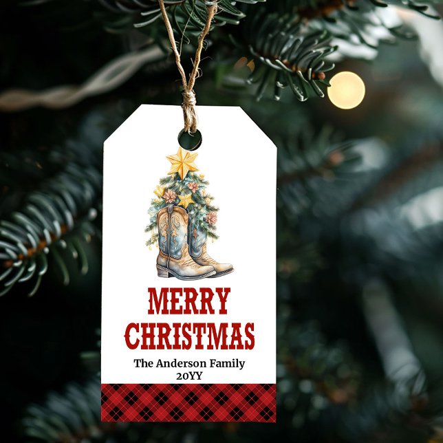 Étiquette de cadeau de Noël de campagne à cheval p (Country Christmas gift tag horseshoe custom name

)