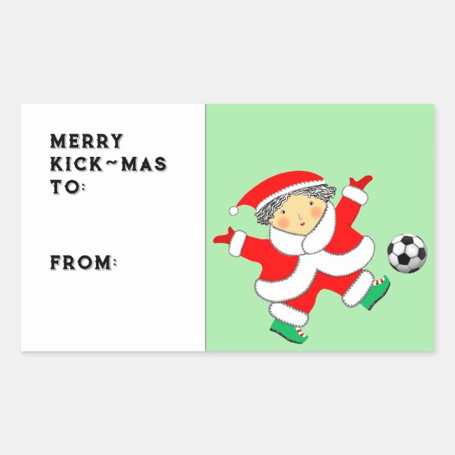 Étiquette de cadeau de Noël de football (Devant)