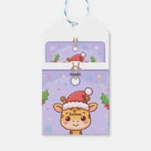 Étiquette de cadeau de Noël de girafe nouveau-né