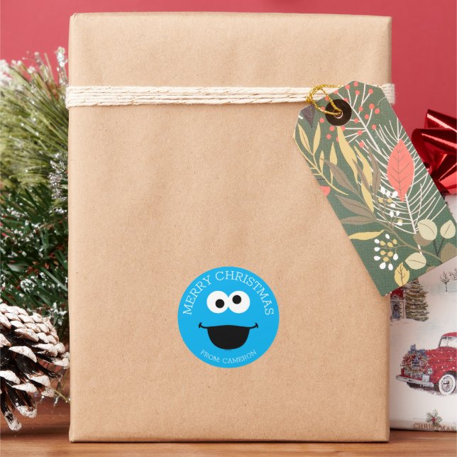 Étiquette de cadeau de Noël de Grover | Rue Sésame (vacances)