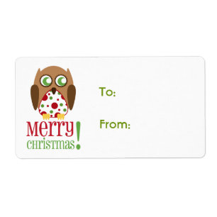 Étiquette de cadeau de Noël de hibou de point de