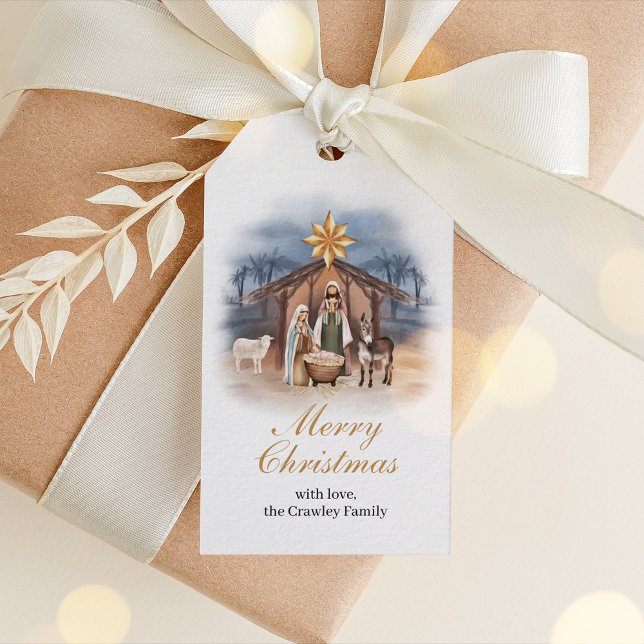 Étiquette de cadeau de Noël de la Nativité (Christmas Nativity Gift Tag)