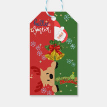 Étiquette de cadeau de Noël de rennes et Père Noël