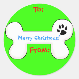 Étiquette de cadeau de Noël d'os de chien