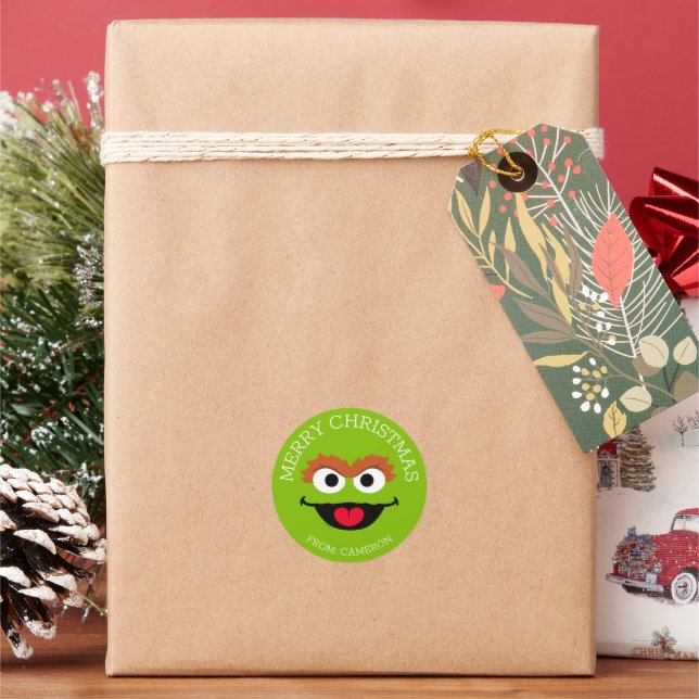 Étiquette de cadeau de Noël d'Oscar le Grouch (vacances)