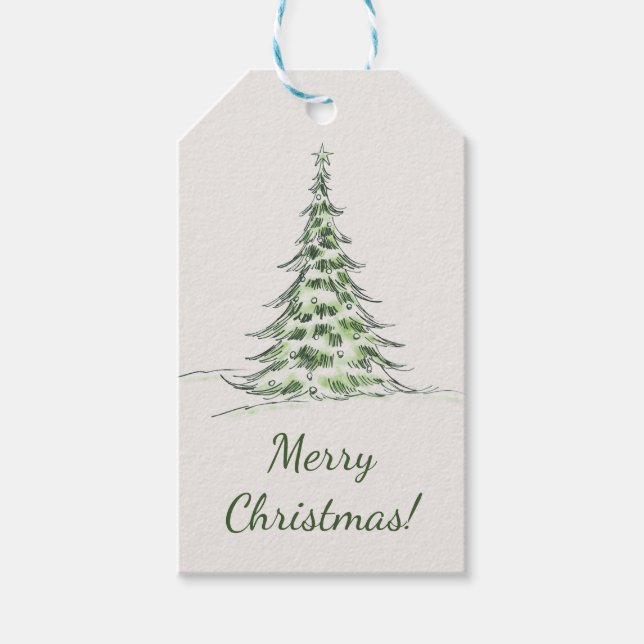 Étiquette de cadeau de Noël élégante beige (Devant)