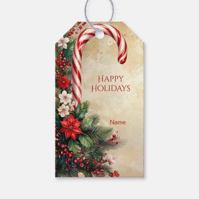 Étiquette de cadeau de Noël en bonbon en forme de  (Devant)