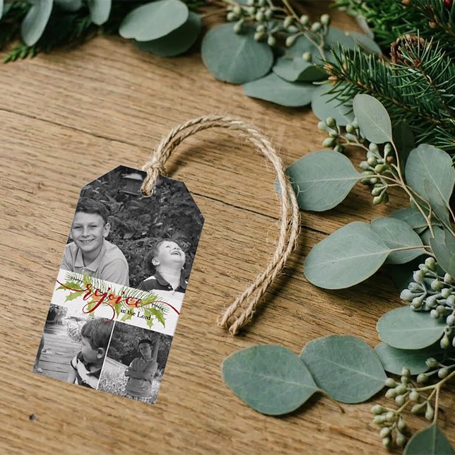 Étiquette de cadeau de Noël en collage de photos (Créateur téléchargé)
