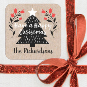 Étiquette de cadeau de Noël en Kraft rustique