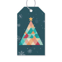 Étiquette de cadeau de Noël en mosaïque moderne po