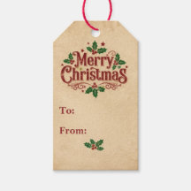 Étiquette de cadeau de Noël en papier kraft de mil
