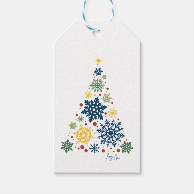 Étiquette de cadeau de Noël | Flocon de neige d'ar (Devant)