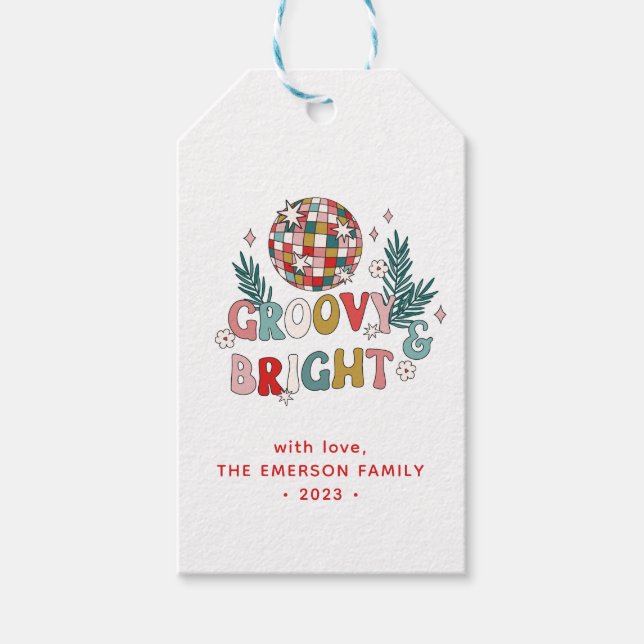 Étiquette de cadeau de Noël Groovy (Devant)