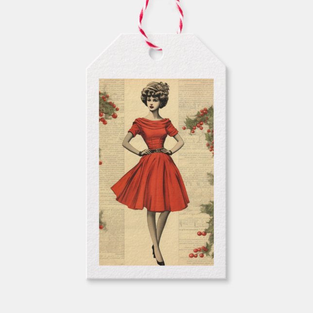 Étiquette de cadeau de Noël inspirée de l'ancien (Devant)