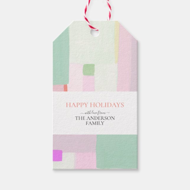 Étiquette de cadeau de Noël Joyeuses Fêtes en Art  (Devant)