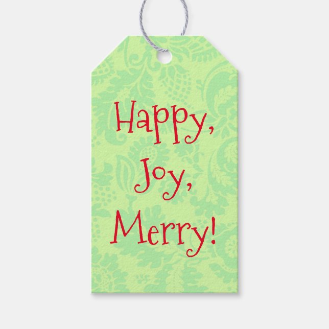 Étiquette de cadeau de Noël mignonne verte citron  (Devant)