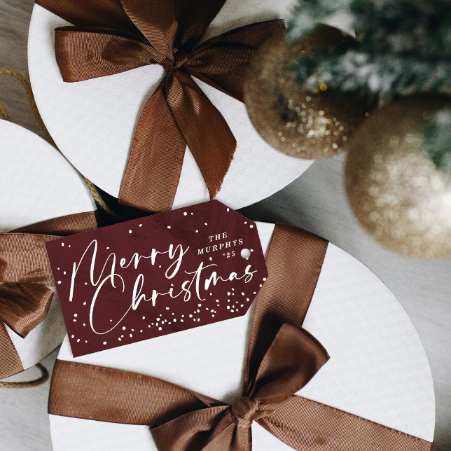 Étiquette de cadeau de Noël moderne rouge Boule à  (Créateur téléchargé)