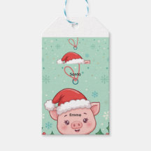 Étiquette de cadeau de Noël pour bébé cochon