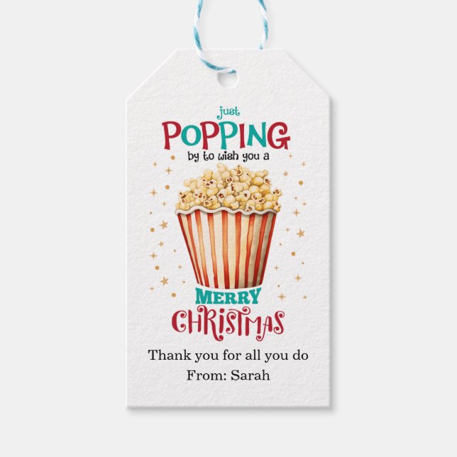 Étiquette de cadeau de Noël pour enseignant au pop (Devant)