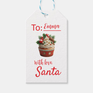Étiquette de cadeau de Noël rouge Avec amour de Sa