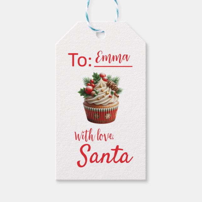 Étiquette de cadeau de Noël rouge Avec amour de Sa (Devant)