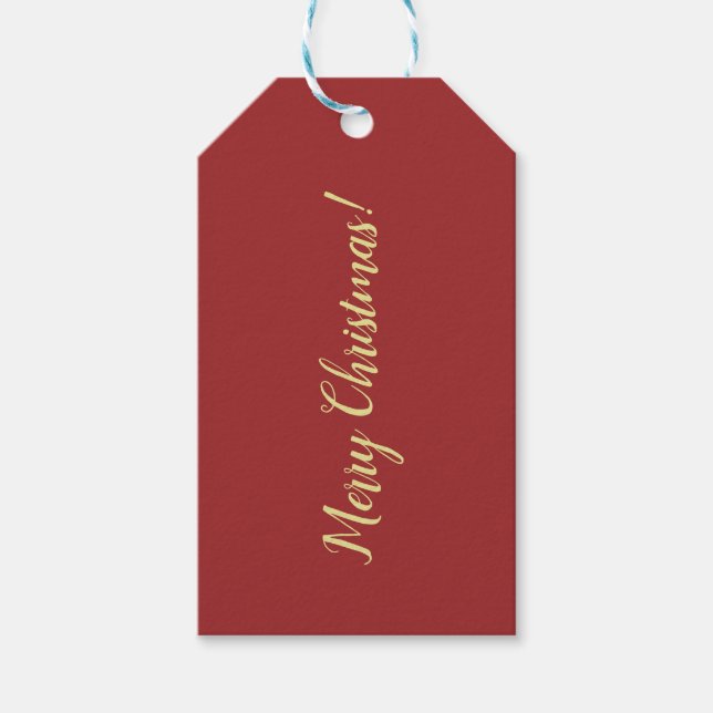 Étiquette de cadeau de Noël rouge foncé (Devant)