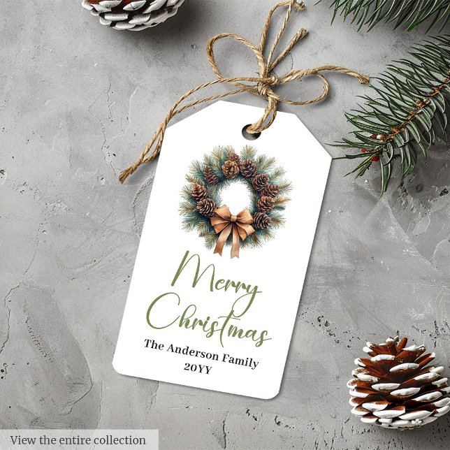Étiquette de cadeau de Noël rustique neutre bohème (Trendy Bohemian Rustic Christmas Gift Tag Template

)