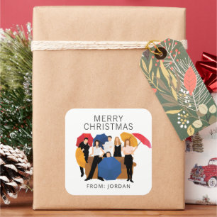 Étiquette de cadeau de Noël Silhouette de person