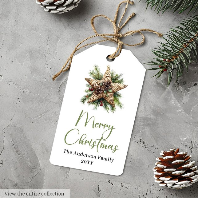 Étiquette de cadeau de Noël simple bohème rustique (Rustic Bohemian Simple Christmas Gift Tag

)