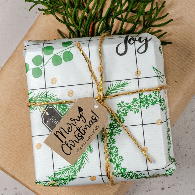 Étiquette de cadeau de Noël simple noire (Créateur téléchargé)
