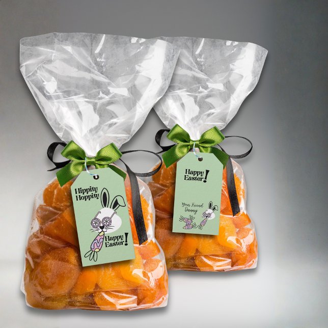 Étiquette de Cadeau de Pâques Lapin Rétro Fleur Po (Créateur téléchargé)