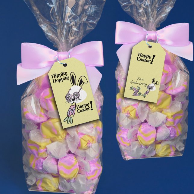 Étiquette de Cadeau de Pâques Lapin Rétro Fleur Po (Créateur téléchargé)