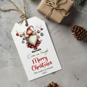 Étiquette de cadeau de Père Noël drôle et fantaisi