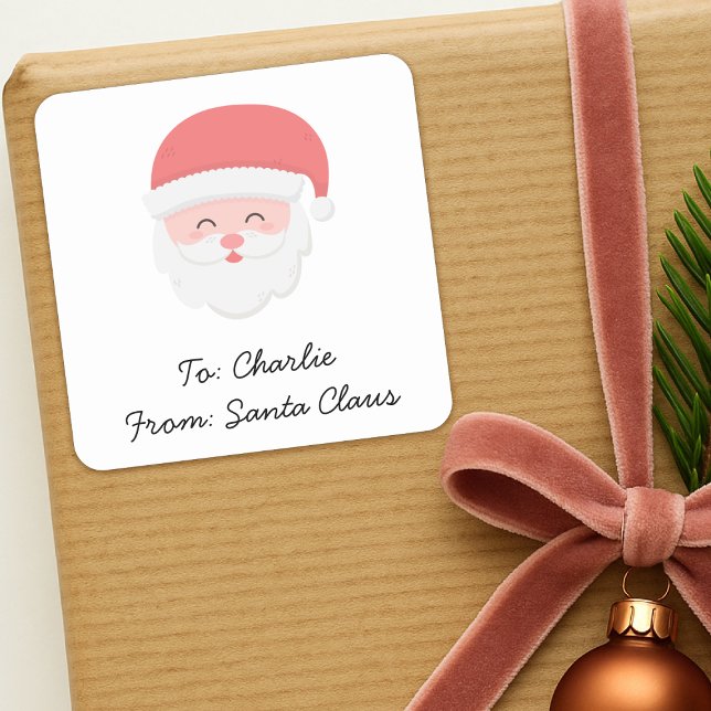 Étiquette de cadeau de Père Noël mignonne | Autoco (Cute Santa Claus gift label Christmas present stickers for kids)