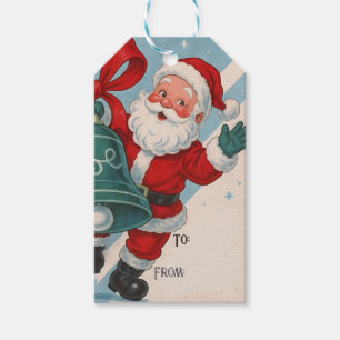 Étiquette de cadeau de Père Noël vintage avec cloc
