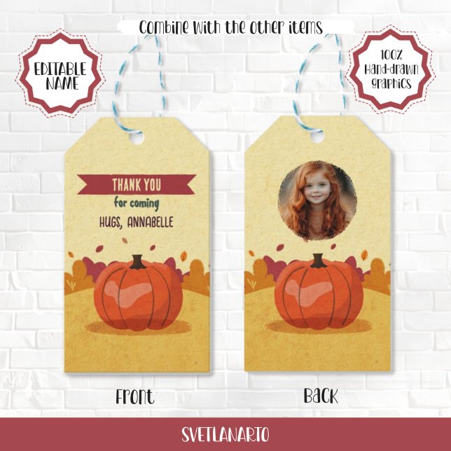 Étiquette de cadeau de photo de Pâques de pumpkin  (Créateur téléchargé)