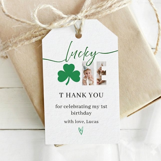 Étiquette de cadeau de premier anniversaire Lucky  (Créateur téléchargé)